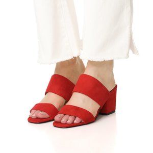 NWOT Sol Sana Red Suede Tina Mule Sandals (6)